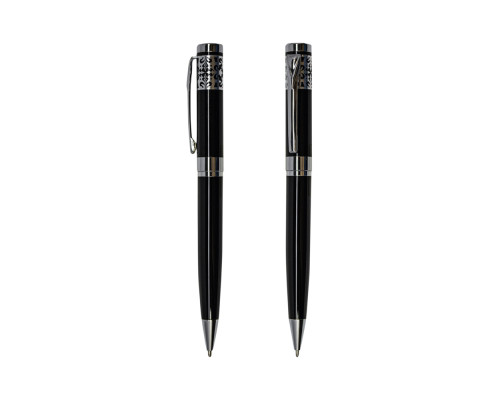 Ручка шариковая, поворотная, металл.черный корпус,0,7мм синяя, HM-204 (10/500)