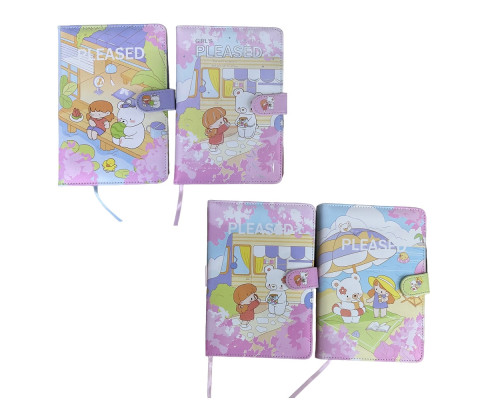 93728 Блокнот детский A5 "PLEASED" 80л., экокожа, с магнитом S8-10 (96)