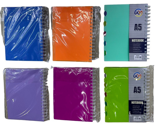 Carnet А5 plastic cu spirala 100foi, cu 5 separatoare A5-821 (140)