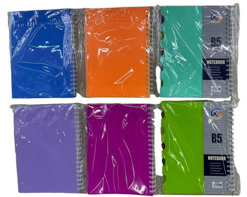 Carnet B5 plastic cu spirala 100foi, cu 5 separatoare B5-821 (100) Carnet B5 plastic cu spirala 100foi, cu 5 separatoare B5-821 (100)