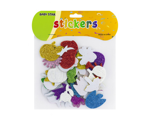 Autocolante pentru creatie, din foamiran cu gliter asorti S12-1