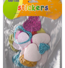 Наклейка для творчества, из фоамирана с глиттером "Сердечки" S12-1