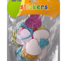 Autocolante pentru creatie, din foamiran cu gliter "Iinimioare" S12-1