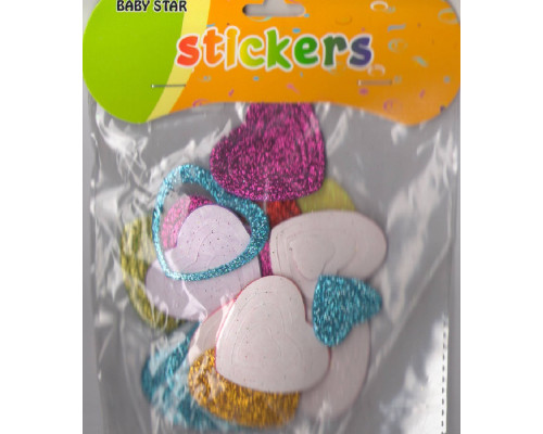 Autocolante pentru creatie, din foamiran cu gliter "Iinimioare" S12-1