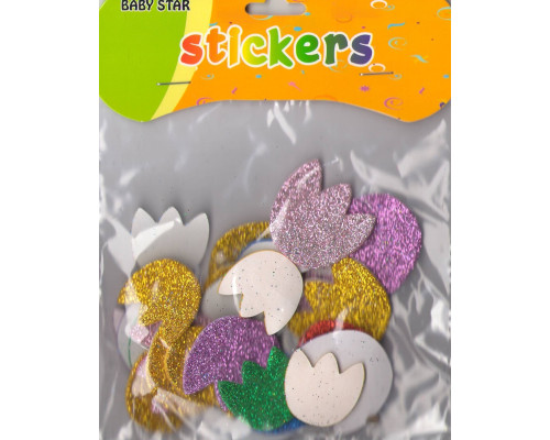 Наклейка для творчества, из фоамирана с глиттером "Тюльпаны" S12-1