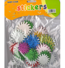 Autocolante pentru creatie, din foamiran cu gliter "Flori" asorti S12-1