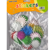 Наклейка для творчества, из фоамирана с глиттером "Цветы" ассорти,S12-1
