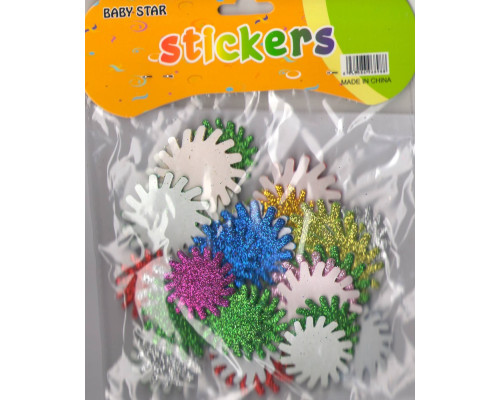 Наклейка для творчества, из фоамирана с глиттером "Цветы" ассорти,S12-1