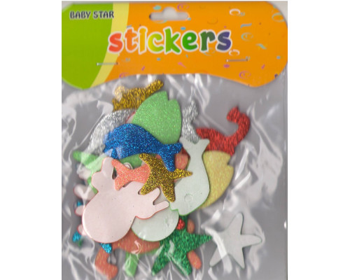 Autocolante pentru creatie, din foamiran cu gliter "Locuitorii marini" S12-1 Autocolante pentru creatie, din foamiran cu gliter "Locuitorii marini" S12-1