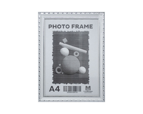 Фоторамка A4 ст. c ножкой-подставкой белая с серебрянным узором 24мм F2409-2 CM*6133