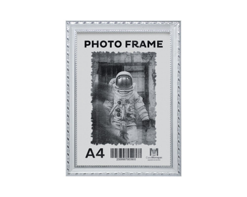 Rama foto A4 st. alb cu ornament argintiu, 24mm F2409-2 CM*6164
