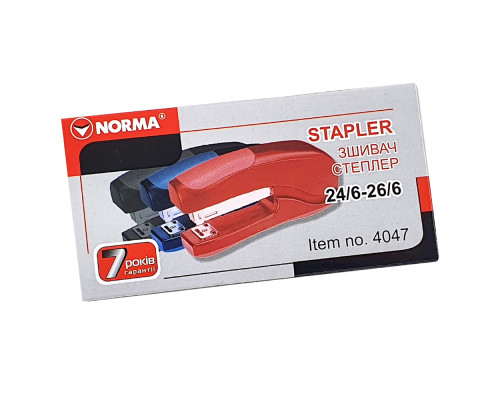 Степлер N24/6-26/6 25л, 55мм, 4047-Norma,красный вертикальный