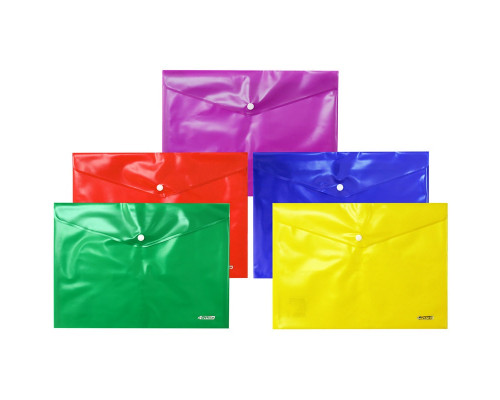 Папка с кнопкой A4, непрозр. цв. в ас. 4-204, 4OFFICE (12/300)