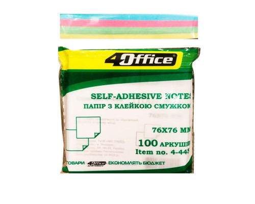 Hirtie notite cu lipici 76*76mm 4 culori 100 foi, 4Office 4-423-21 (12/288)