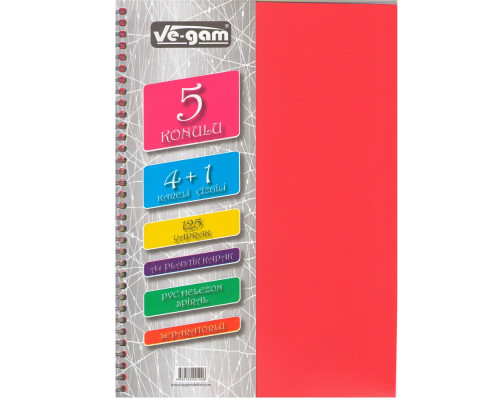 Блокнот А4 пластик на спирали 125л, с 4 разделителями GINGKO(24)