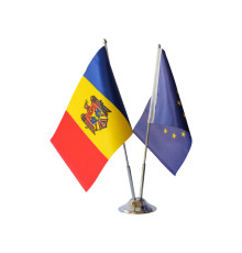 094489 Подставка настольная 2 флага Молдова+ Евросоюз 15*22,5см (полиэстер)