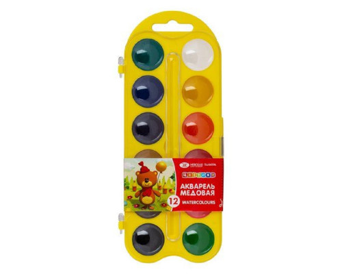 Acuarela 12 cul., pe baza de miere, plastic galben, Цветик 27421536 (39)