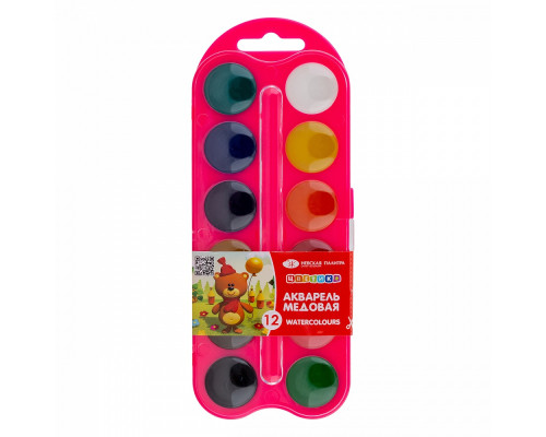 Acuarela 12 cul., pe baza de miere, plastic roz, Цветик 27421675 (39)