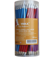 Карандаш графитный HB с ластиком ГК45, Умка (100/400)
