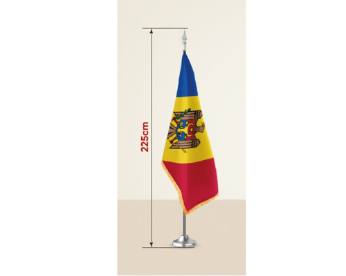 Церемониальный флаг Республики Молдова 100x200см, 160гр/м2, атлас