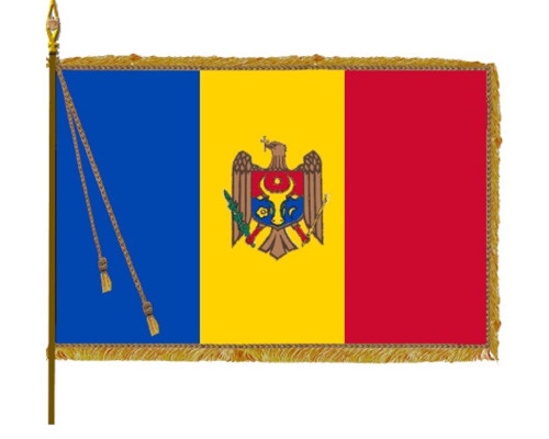 Церемониальный флаг Республики Молдова 150x300см, 160гр/м2, атлас Церемониальный флаг Республики Молдова 150x300см, 160гр/м2, атлас