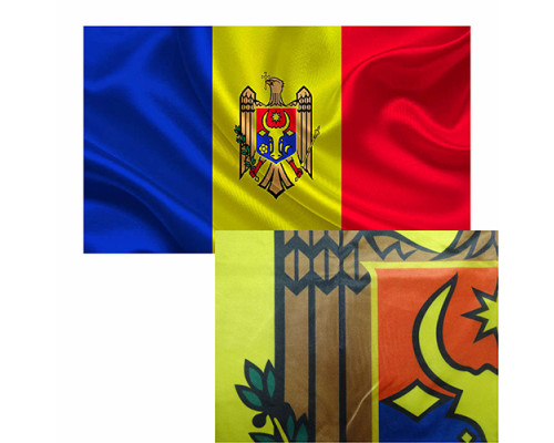 Подставка настольная c флагом Республики Молдова, 15х22,5 см, 160гр/м2, двойной атлас