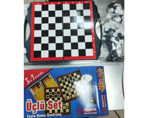 Набор игр 3в1: Шашки, шахматы, нарды 30x30 (36)