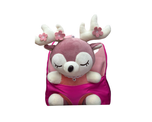 Рюкзак детский, неоново-розовый, с большой плюшевой игрушкой ассорти