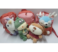 Рюкзак детский, персиковый, с большой плюшевой игрушкой ассорти