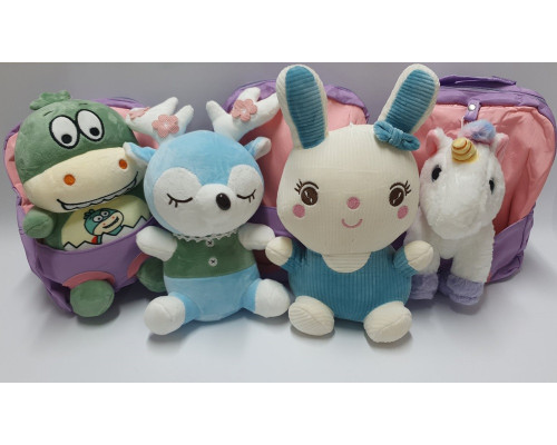 Rucsac pentru copii, lila, cu o jucărie mare de plus asortata