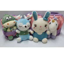 Rucsac pentru copii, lila, cu o jucărie mare de plus asortata