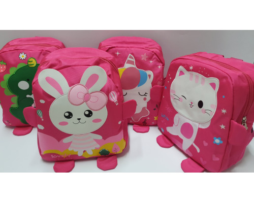 Рюкзак детский неоново-розовый с апликацией ассорти