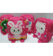 Рюкзак детский неоново-розовый с апликацией ассорти