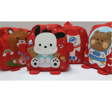 Rucsac pentru copii rosu cu aplicație asorti