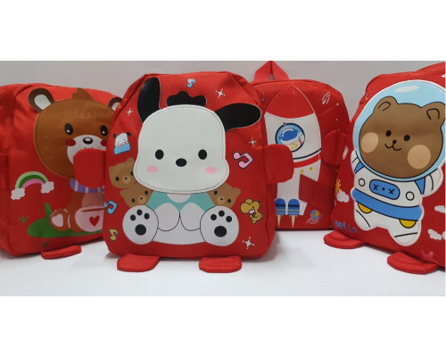 Rucsac pentru copii rosu cu aplicație asorti