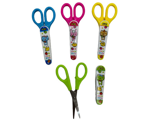 Ножницы детские, на блистере, c чехлом HQT-136T(24/720)