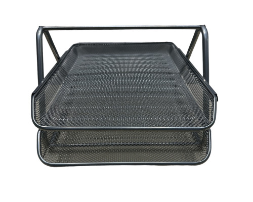 Лоток для бумаг 2-й метал. горизонтальный, серебро (12)