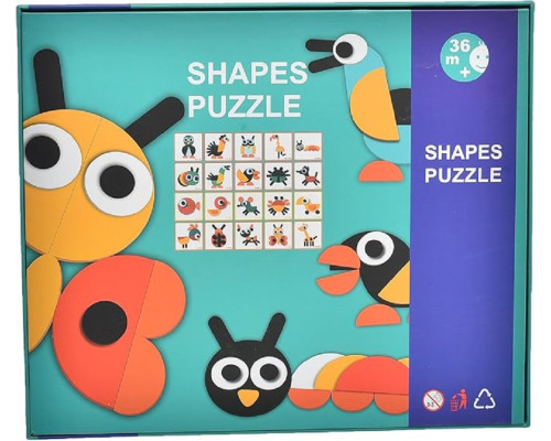 Игра-пазл из дерева, с карточками "SHAPES PUZZLE" (48)