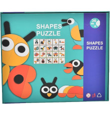 67841 Joc - puzzle din lemn, cu cartele "SHAPES PUZZLE" (48)