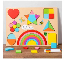 Tablă pentru copii, + cadru insert din lemn „Culori și forme” +4 markere 380618 (36)