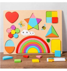 Доска детская, +деревянная рамка-вкладыш «Цвета и фигуры» +4 маркера 380618 (36)