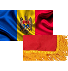 Церемониальный флаг Республики Молдова 100x200см, с длинной бахромой, 160гр/м2, атлас