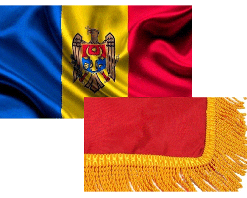 Drapel ceremonial Republica Moldova 100x200cm, cu franjuri lungi, 160g/m2, satin