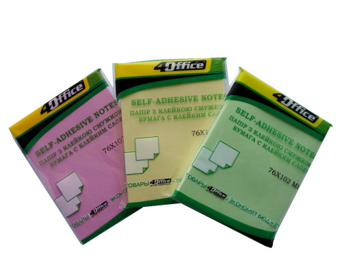 Hirtie notite cu lipici 76*102mm, 100 foi,culori asorti, 4-425-22 4Office (12/192)
