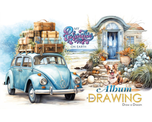 Альбом для рисования, A4, 30 л., на скобе, 100г, перфорация, диз.24155