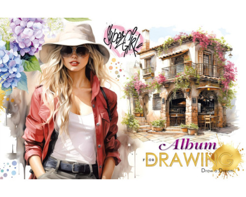 Album pentru desen, A4, 30 foi, pe capse, 100g, perforare, diz.24156