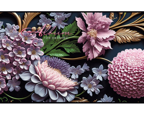 Альбом для рисования, A4, 40 л., на скобе, 100г, перфорация, диз.23053