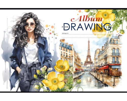 Album pentru desen, A4, 40 foi, pe capse, 100g, perforare, diz.24132