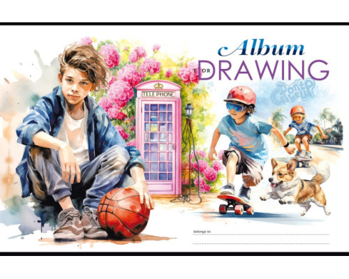 Album pentru desen, A4, 40 foi, pe capse, 100g, perforare, diz.24133