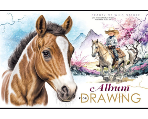 Альбом для рисования, A4, 40 л., на скобе, 100г, перфорация, диз.24135